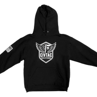 Black hoodie with the CIVTAC Solutions logo on a white background #black