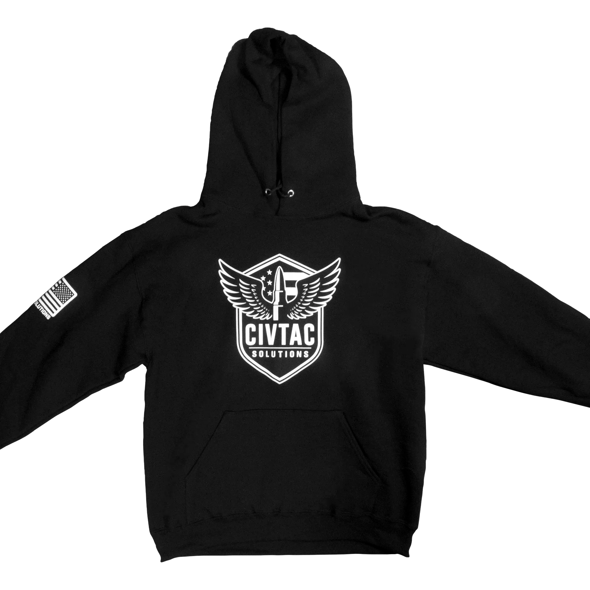 Black hoodie with the CIVTAC Solutions logo on a white background #black
