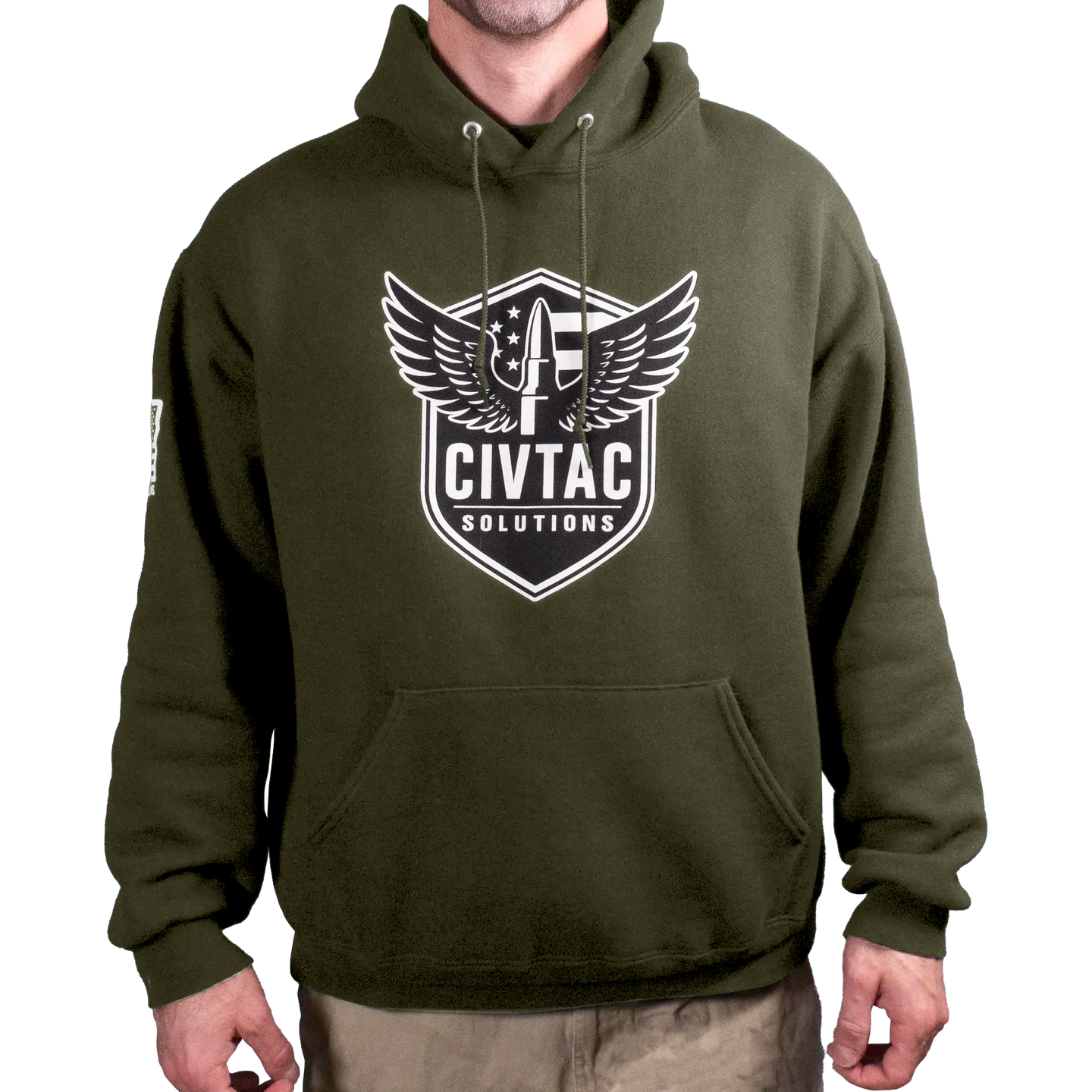 OD Green hoodie with CIVTAC Solutions logo on a white background #od_green