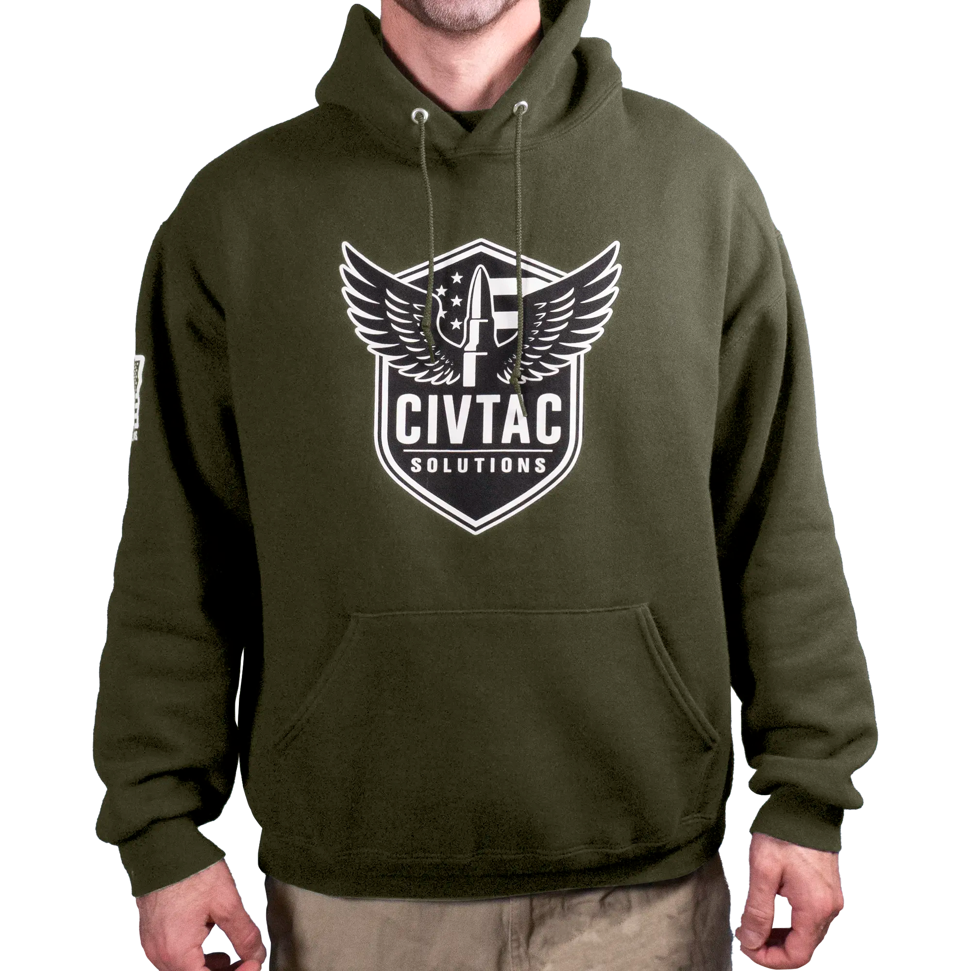 OD Green hoodie with CIVTAC Solutions logo on a white background #od_green