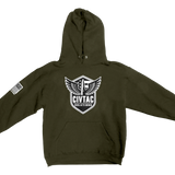 Black hoodie with CIVTAC Solutions logo on a white background #od_green