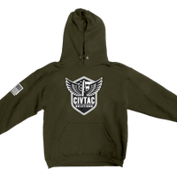 Black hoodie with CIVTAC Solutions logo on a white background #od_green