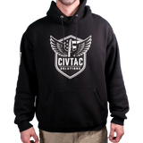 Black hoodie with CIVTAC Solutions logo on a white background #black