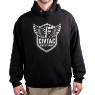 Black hoodie with CIVTAC Solutions logo on a white background #black