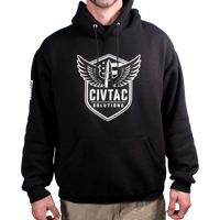Black hoodie with CIVTAC Solutions logo on a white background #black