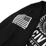 Black hoodie with CIVTAC Solutions logo and American flag on the right sleeve #black