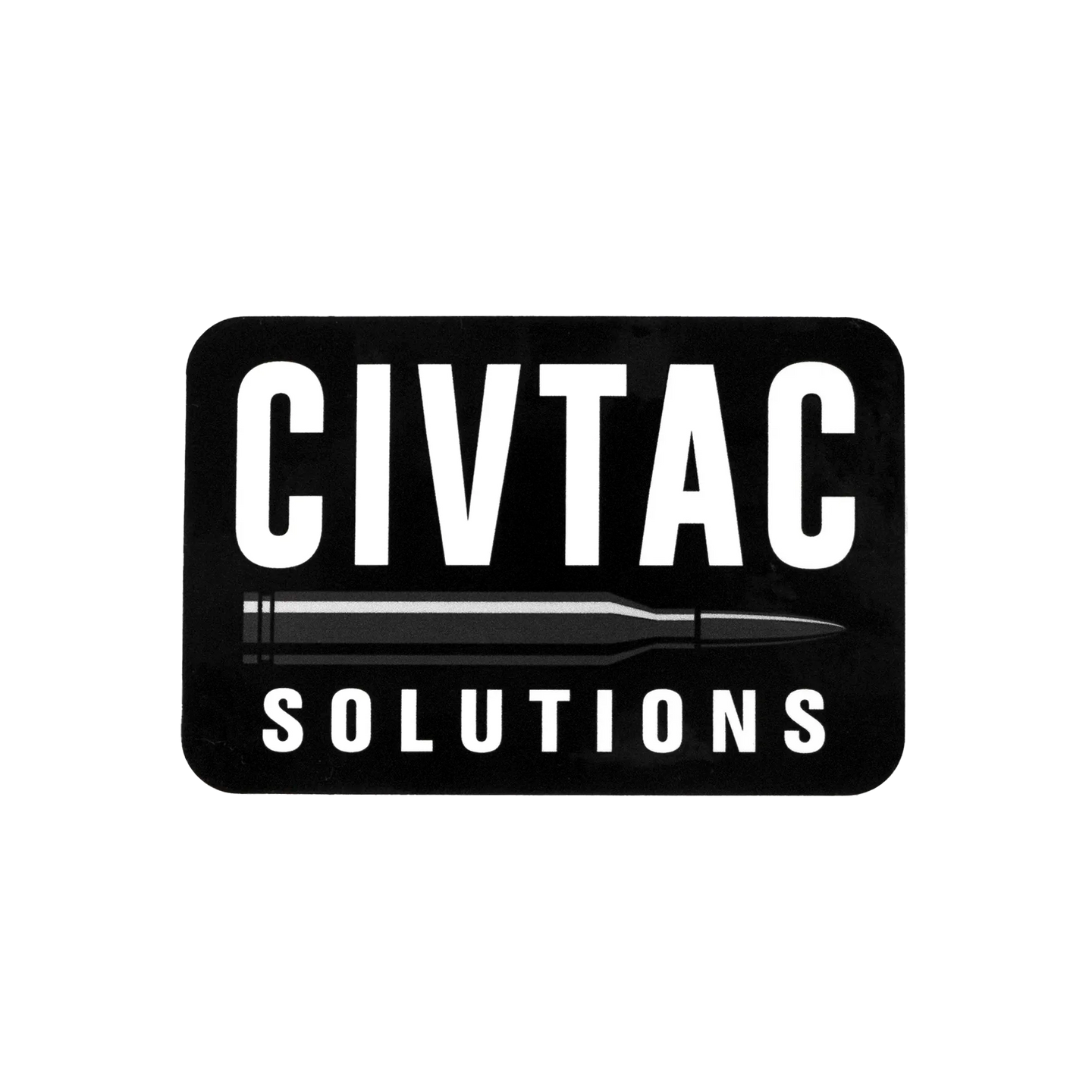 CIVTAC Solutions sticker with a dark bullet graphic on a white background