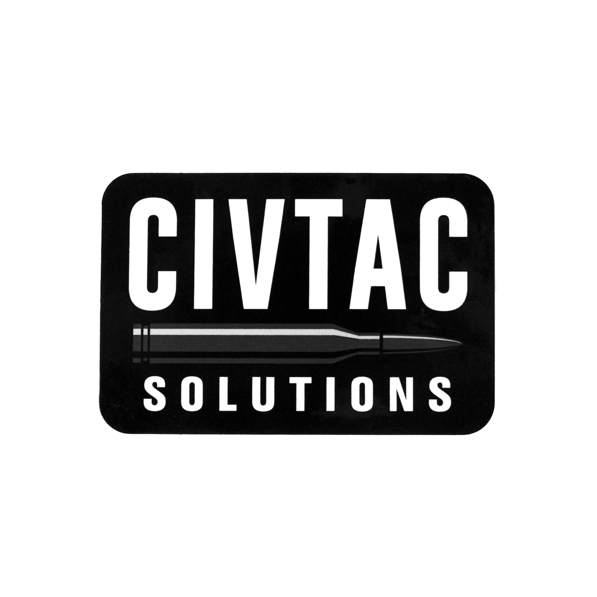 CIVTAC Solutions sticker with a dark bullet graphic on a white background