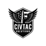 CIVTAC Solutions logo sticker with wings and a bullet on a white background